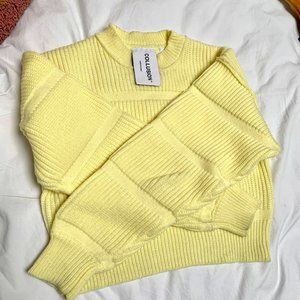 Collusion Womens Yellow and Cream Jumper